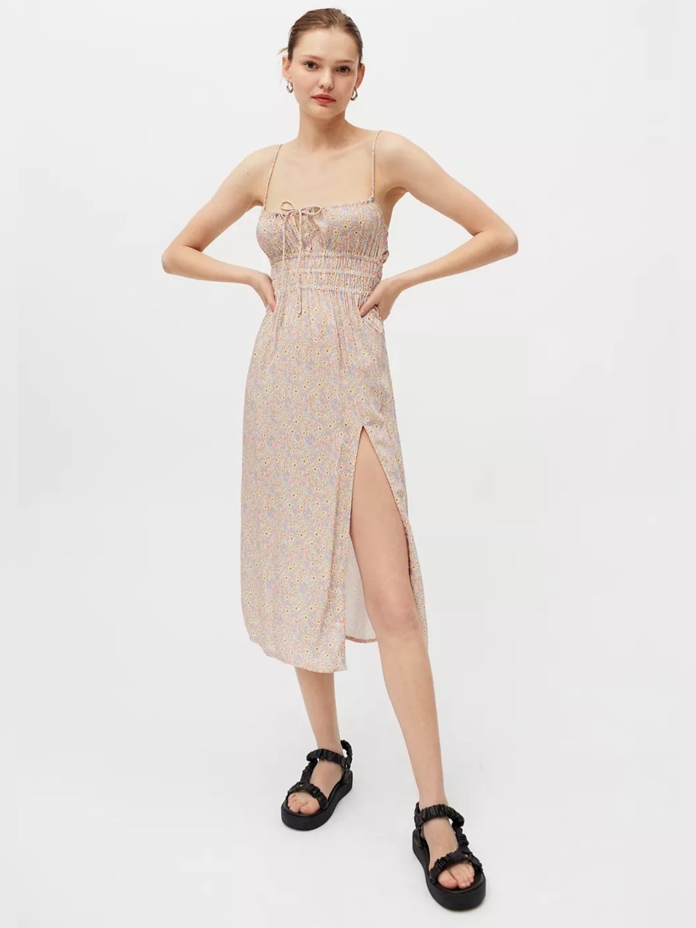 NWT Motel Jeyro Floral Tie-Front Midi Dress size L